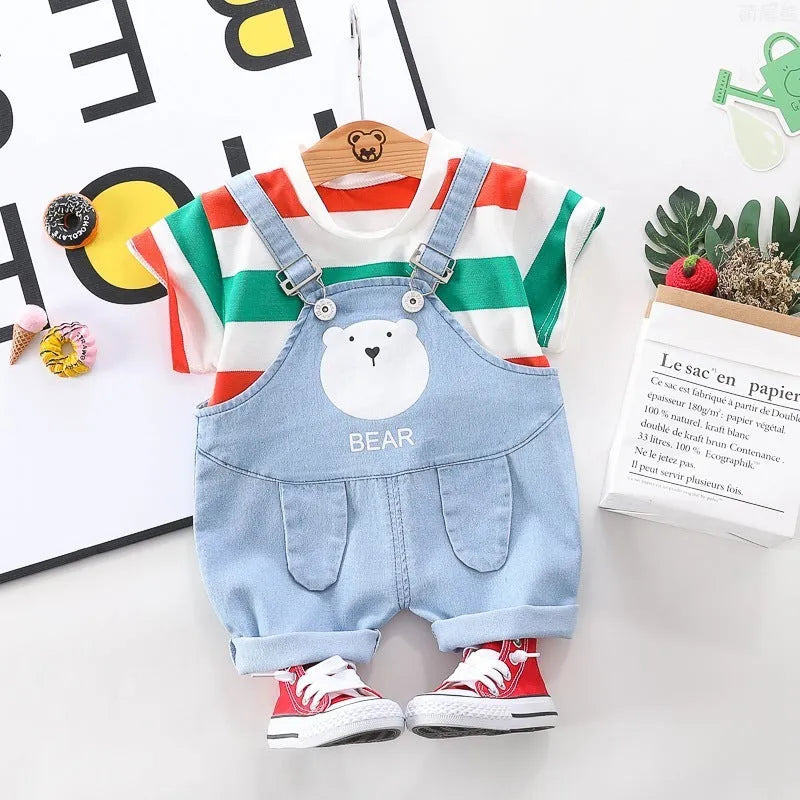 Summer Striped Short-sleeved Casual T-shirt Kids Cover - Enfance-Heureuse