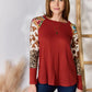 Hailey & Co Full Size Leopard Waffle-Knit Blouse