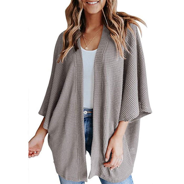 Bat Sleeve Waffle Gerson Women's Cardigan - Enfance-Heureuse