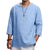 Loose Casual V-neck Top Cotton And Linen Long Sleeve Pullover Shirt Mens Clothing - Enfance-Heureuse