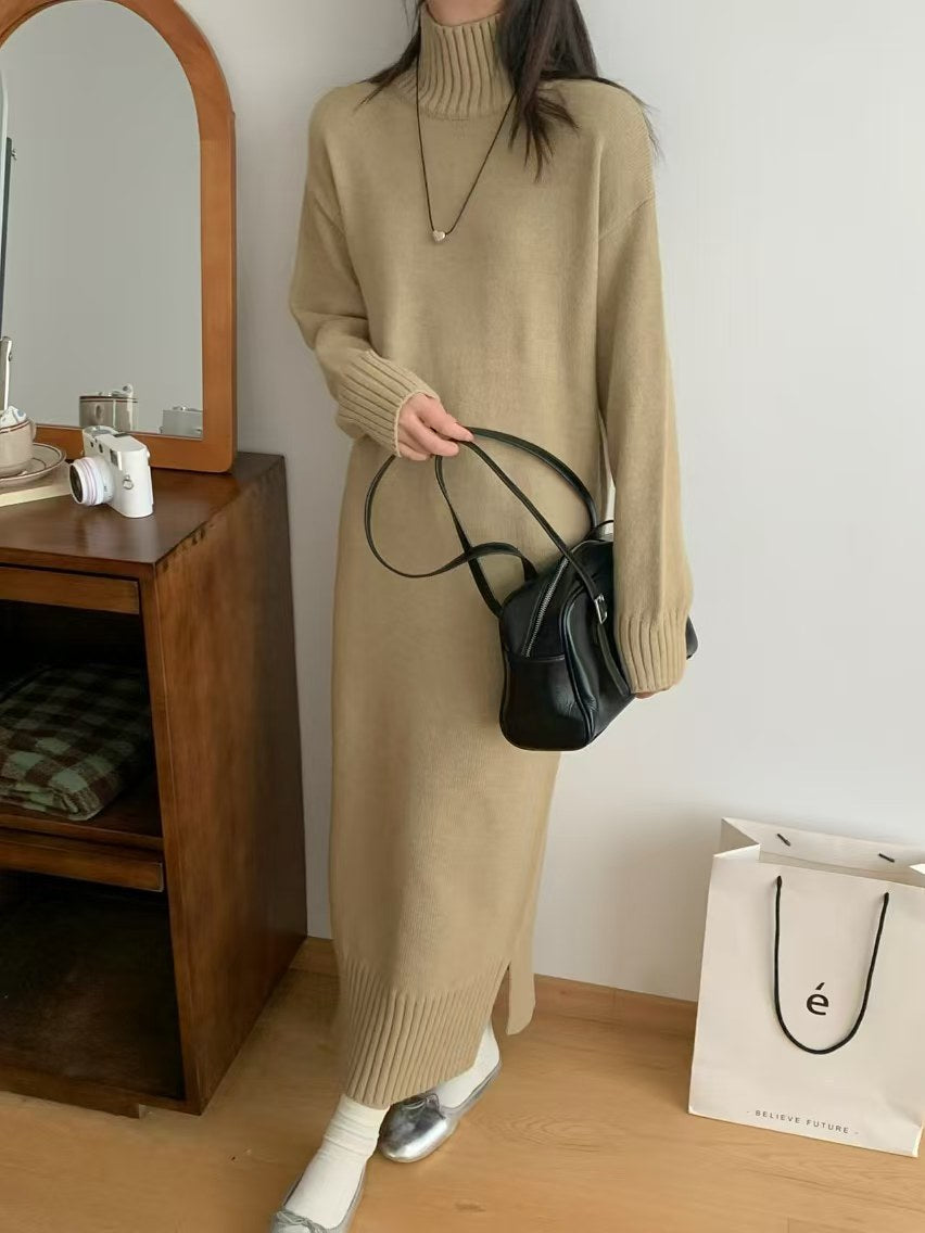 Vestido de punto holgado con parte inferior gruesa y talla grande para mujer