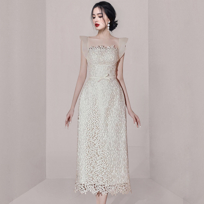 Small Group Temperament Patchwork Lace High Waisted Dress - Enfance-Heureuse