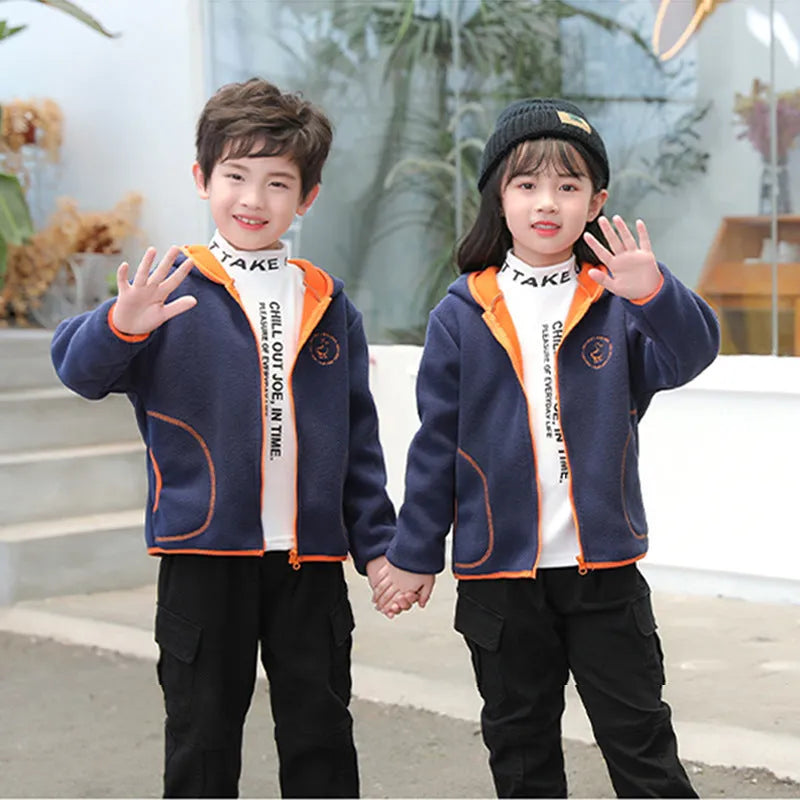 Enfants de Vêtements Ensemble Polaire Cardigan Chandail À Capuchon - Enfance-Heureuse