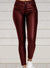 Pure Color PU Sexy Leather Pants Casual Feet Pants Women - Enfance-Heureuse