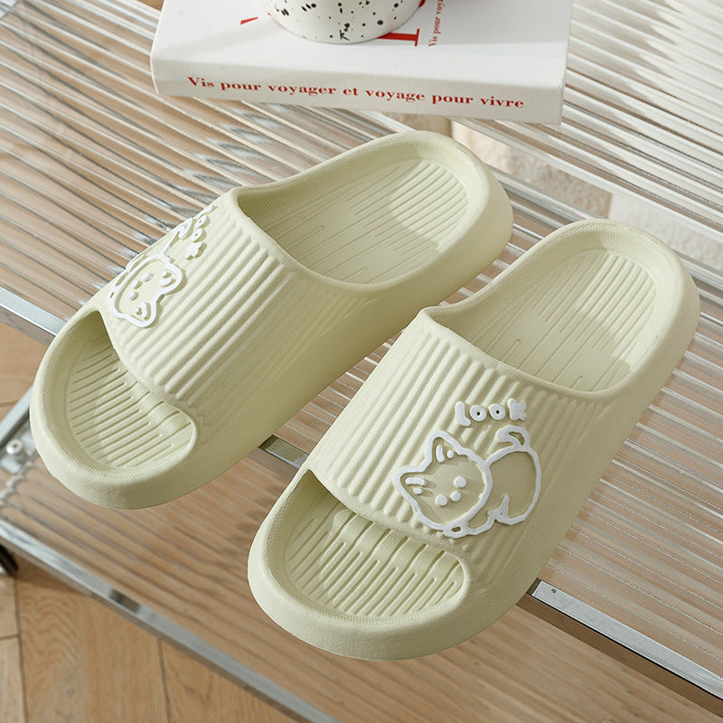 Cute Cat Slippers Summer Women Home Shoes Bath Thick Platform Non-Slip Slides Indoor Outdoor - Enfance-Heureuse