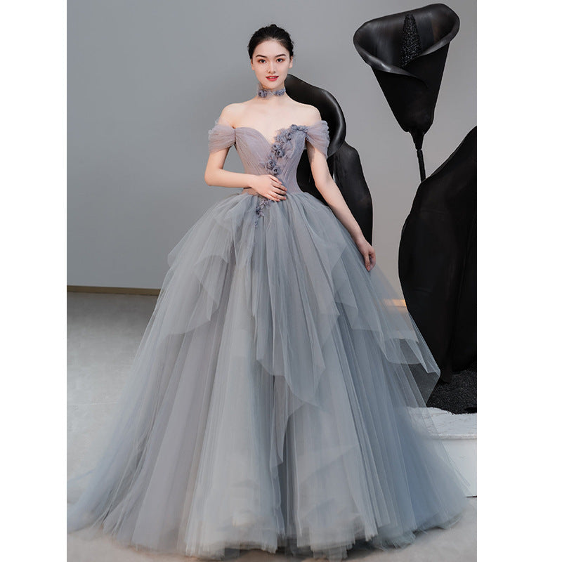 Female Texture Host Gift Tulle Tutu French Banquet Princess Dress - Enfance-Heureuse