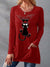 Women's Pocket Round Neck T-shirt Printed Loose Long Sleeve Dress - Enfance-Heureuse