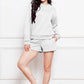 Round Neck Long Sleeve Sweatshirt and Drawstring Shorts Set - Enfance-Heureuse