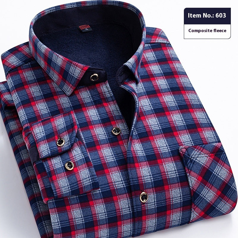 Thickened Velvet Padded Shirt Thermal Plaid - Enfance-Heureuse