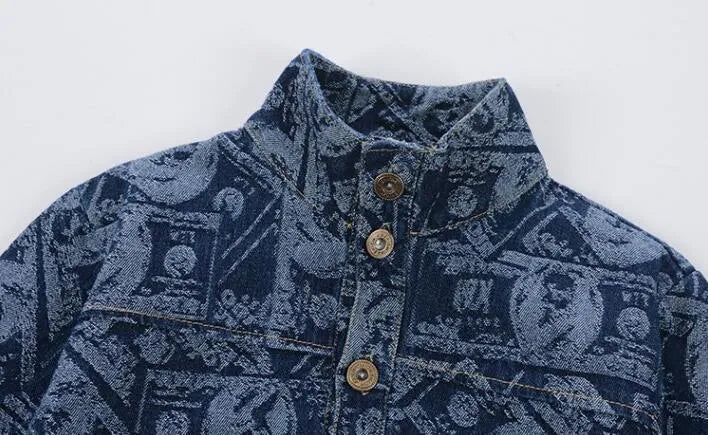 Fashion Simple Print Boy Denim Suit - Enfance-Heureuse