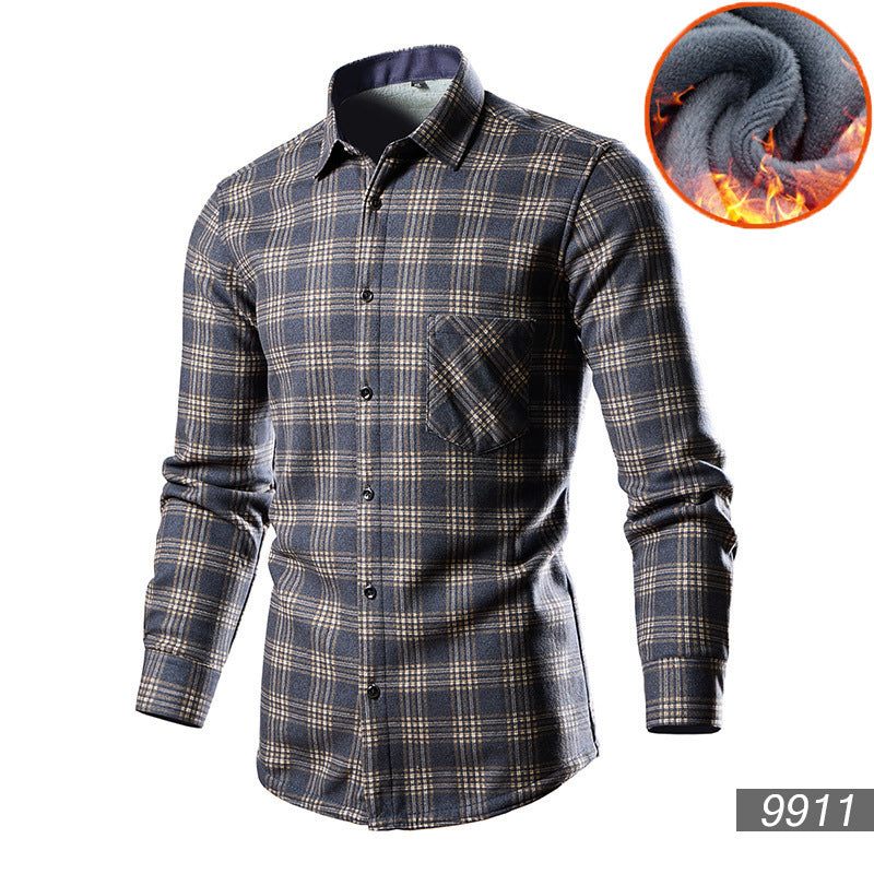 Men's Trendy Fleece-lined Thick Warm Trendy Shirt - Enfance-Heureuse