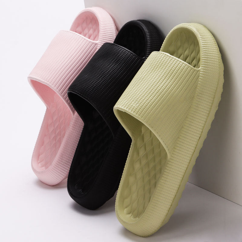 Summer EVA Slippers Solid Color Rhombus Stripe Anti-slip Slippers New Women's Home Shoes - Enfance-Heureuse