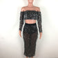 Fashion Sexy See-through Mesh Sequins Tassel Two-piece Set - Enfance-Heureuse