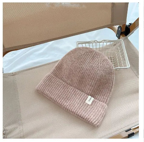 Gorro de lana de punto para niños a juego, cálido para otoño e invierno.