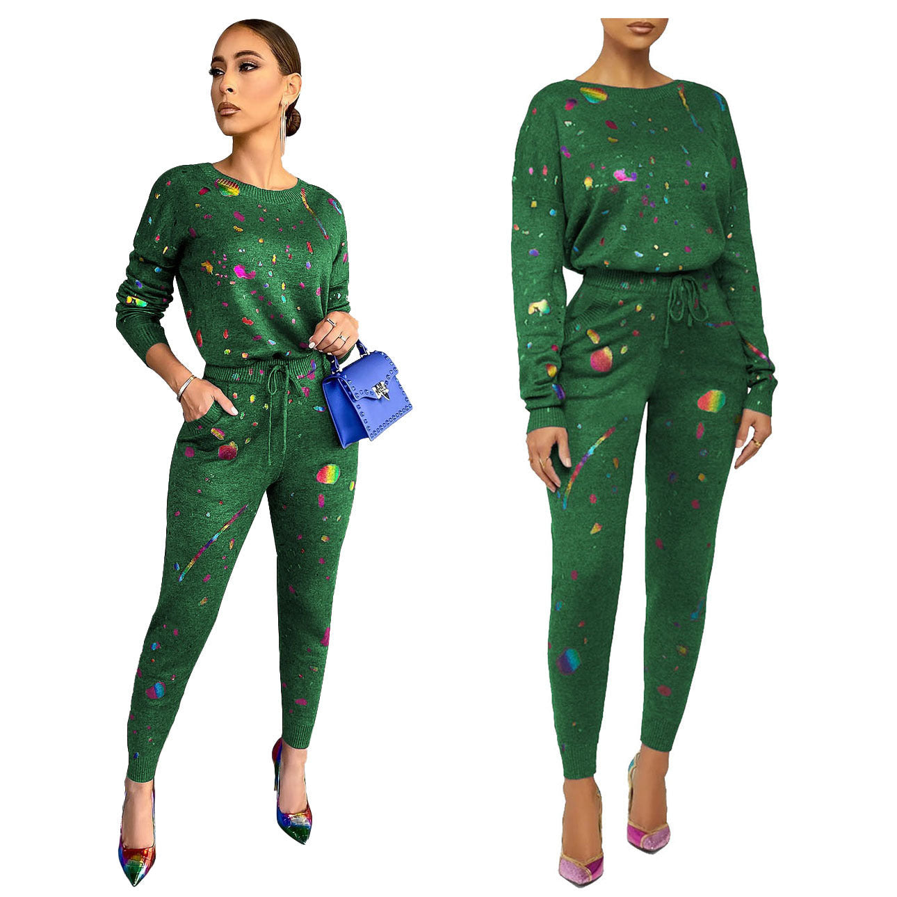Casual Fashion Digital Printing Two Piece Set