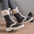 Winter Lace-up Snow Boots For Women Mid-tube Fleece Shoes Warm Chunky Heels Plush Boot - Enfance-Heureuse
