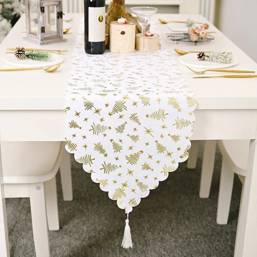 Christmas Snowflake Leaves Table Runner Table Decoration Decorations - Enfance-Heureuse