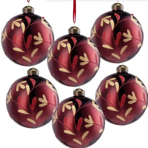 D3.9 Christmas Ball Ornaments, Glass Decorative Hanging Ball Christmas Tree Ornaments For Holiday Party Decorations, Set Of 6 - Enfance-Heureuse