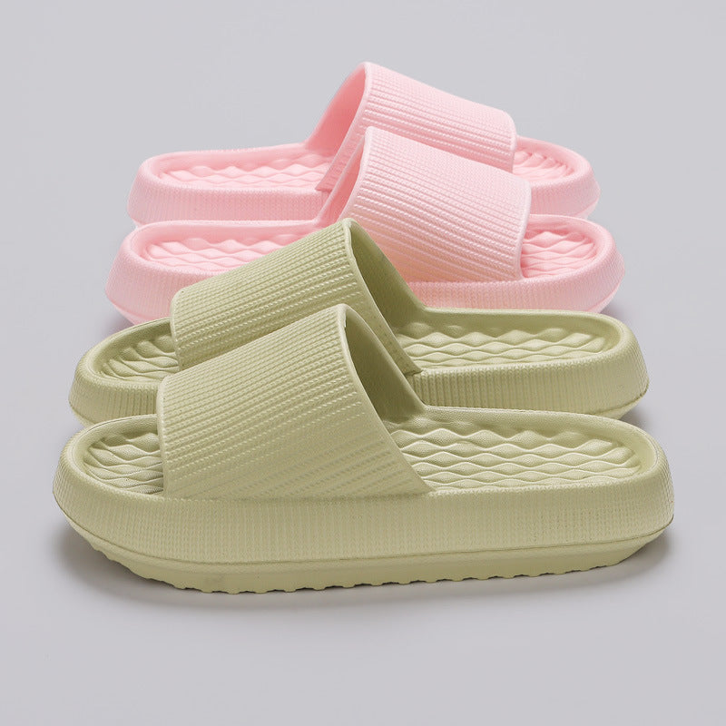 Summer EVA Slippers Solid Color Rhombus Stripe Anti-slip Slippers New Women's Home Shoes - Enfance-Heureuse