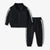 CUHK Enfants À Manches Longues Imprimé Fermeture Éclair Chemise Casual Pantalon De Sport Mis Noir Deux-Pièce Ensemble - Enfance-Heureuse