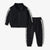 CUHK Enfants À Manches Longues Imprimé Fermeture Éclair Chemise Casual Pantalon De Sport Mis Noir Deux-Pièce Ensemble