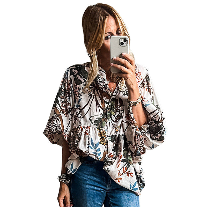 All-match Floral Print Shirt For Women - Enfance-Heureuse