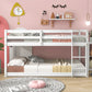 Twin Over Twin Floor Bunk Bed, White - Enfance-Heureuse