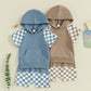 Summer European And American Boys' Plaid Hooded Fleece And Shorts Suit - Enfance-Heureuse