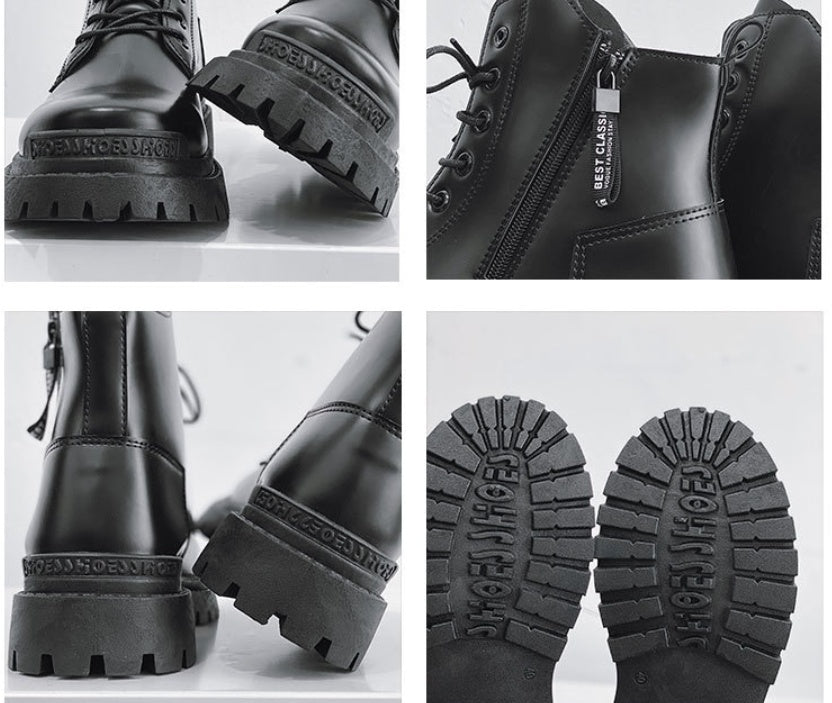 Hong Kong Style Low-top Leather Shoes Youth Casual Shoes Martin Boots - Enfance-Heureuse