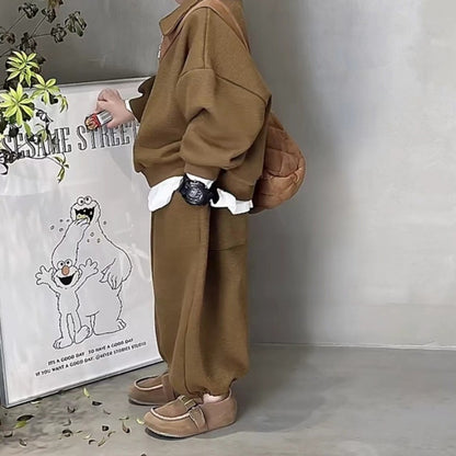 Boys' Simple Waffle Top Pants Suit - Enfance-Heureuse