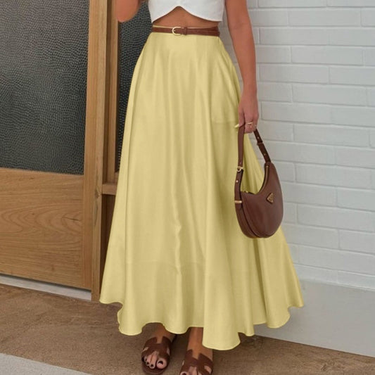 Polyester Satin Draping Yellow Skirt - Enfance-Heureuse