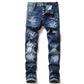 men jeans famous D2 Men slim jeans pants mens denim trousers zipper blue hole Pencil Pants - Enfance-Heureuse