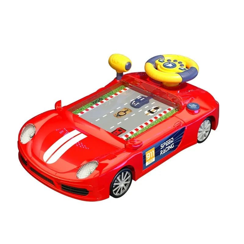 Children's Racing Car Adventure Steering Wheel Electric Desktop Game Avoid Simulated Driving Educational Toys - Enfance-Heureuse