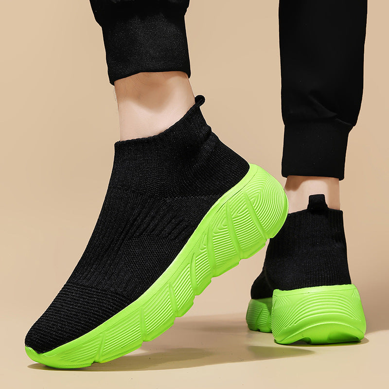 Couple High-top Flying Woven Shoes Casual Trend Men's Shoes Slip-on - Enfance-Heureuse