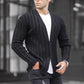 European And American Men's Solid Color Cardigan Pit Strip Casual Slim Sweater Knit Sweater - Enfance-Heureuse