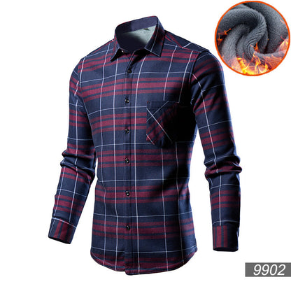 Men's Trendy Fleece-lined Thick Warm Trendy Shirt - Enfance-Heureuse