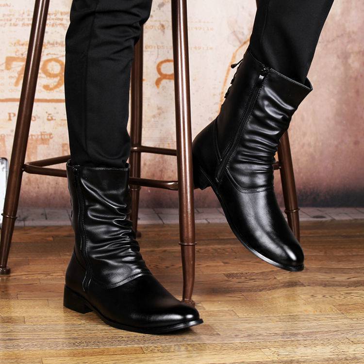 British Fashion Leather Pointed Men's Boots - Enfance-Heureuse