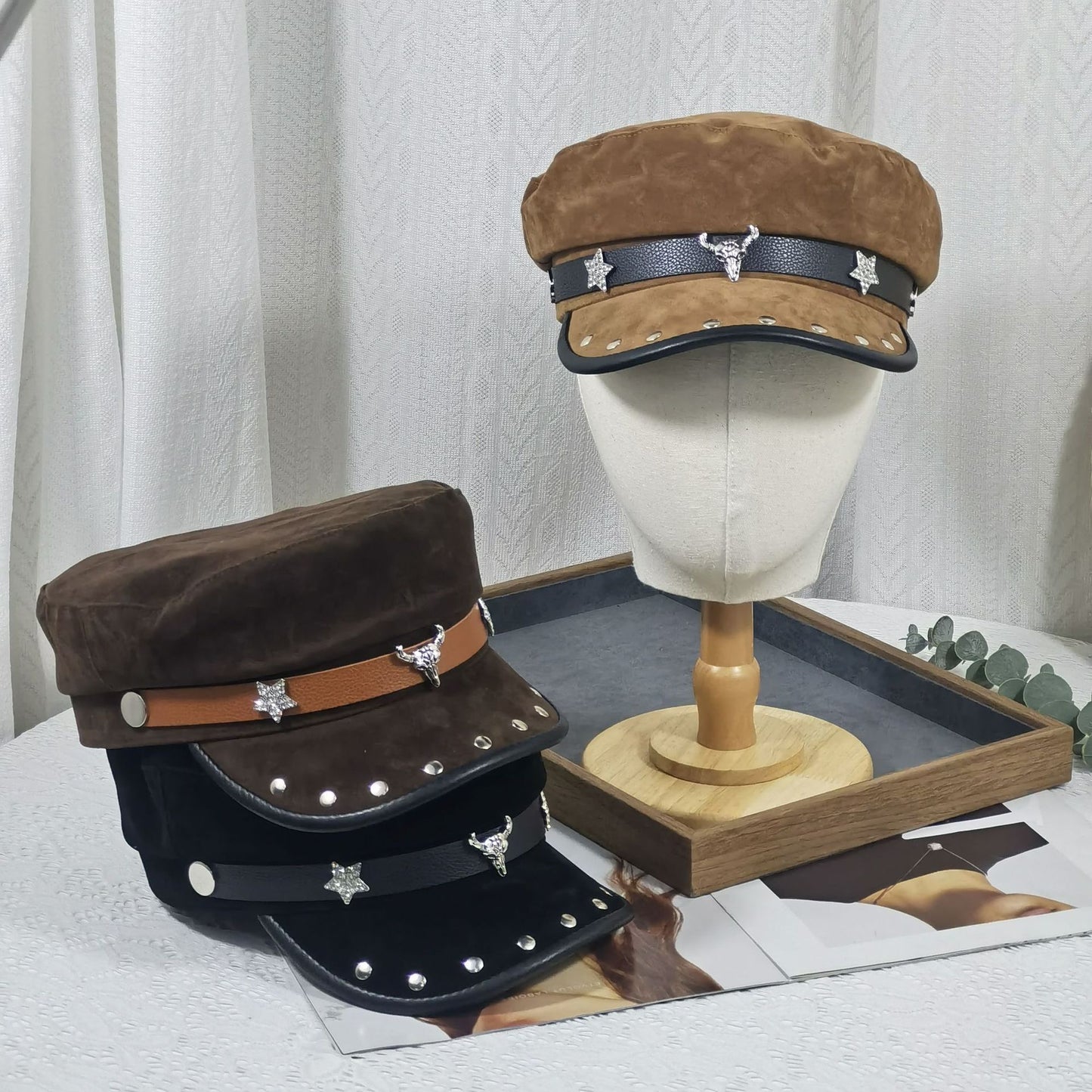 Gorra con visera ancha y parte superior plana, estilo punk hip hop