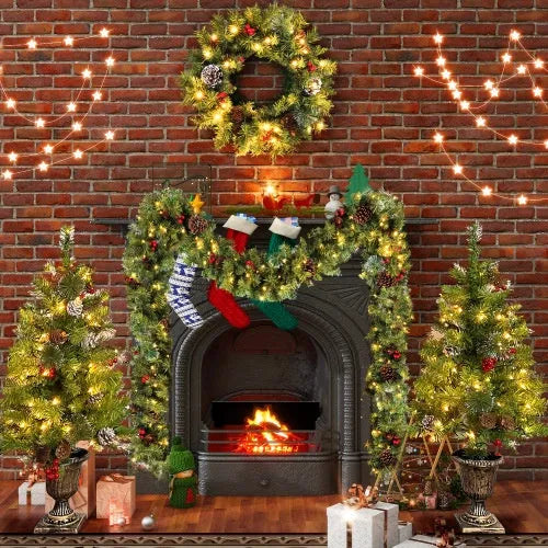 Pre-lit Christmas Tree Artificial Christmas 4-piece Set - Enfance-Heureuse