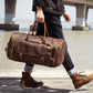 Men's Retro Genuine Leather Super Large Capacity First Layer Cowhide Leather Hand Luggage Bag - Enfance-Heureuse