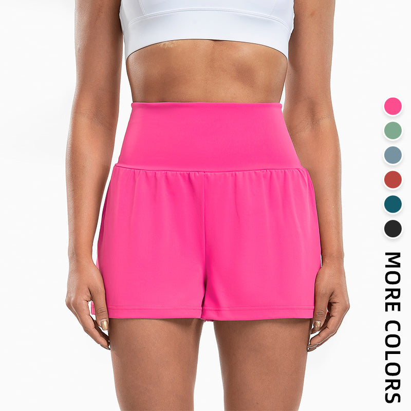 Sports Yoga Shorts High Waist Fake Two-Piece Outdoor Fitness Pants Invisible Dungarees Breathable Quick-Drying Training Wear - Enfance-Heureuse