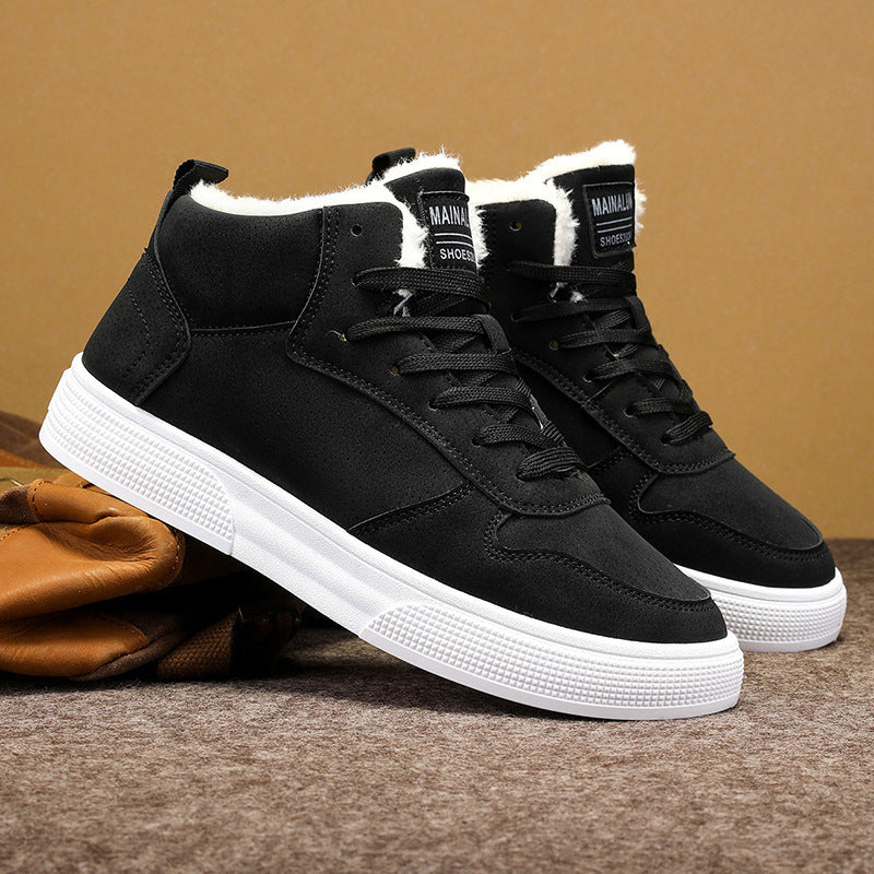 Plus Size Men's High-top Winter Warm Fleece-lined Casual Fashion Sports Cotton Shoes - Enfance-Heureuse