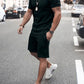 Men's Plus Size Round Neck Short Sleeve Top and Shorts Set - Enfance-Heureuse