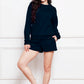 Round Neck Long Sleeve Sweatshirt and Drawstring Shorts Set - Enfance-Heureuse