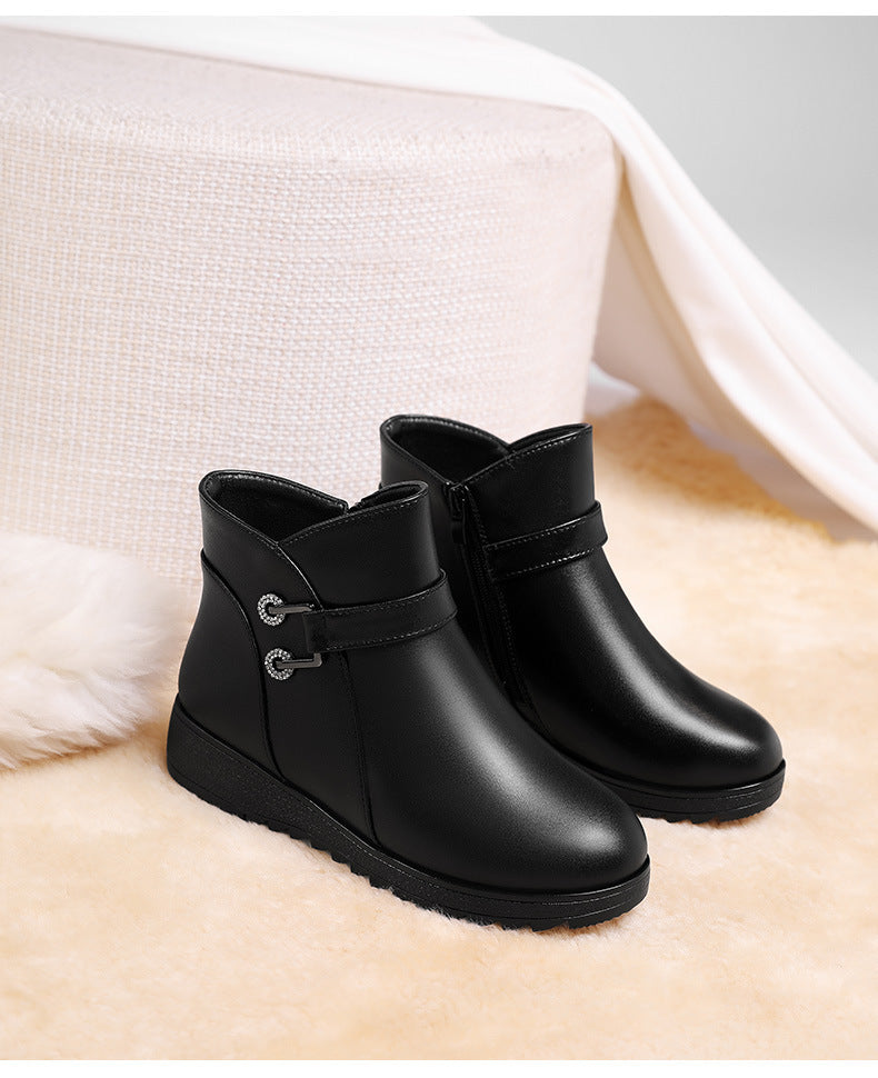 Soft-soled Non-slip Flat-bottomed Plus Velvet Women's Shoes - Enfance-Heureuse