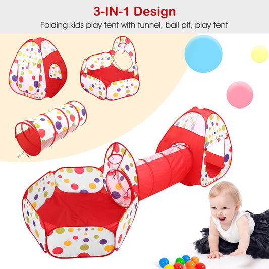 1Pc 3 In 1 Child Crawl Tunnel Tent Kids Play Tent With Storage Bag For Indoor Outdoor Travel Balls Not Included