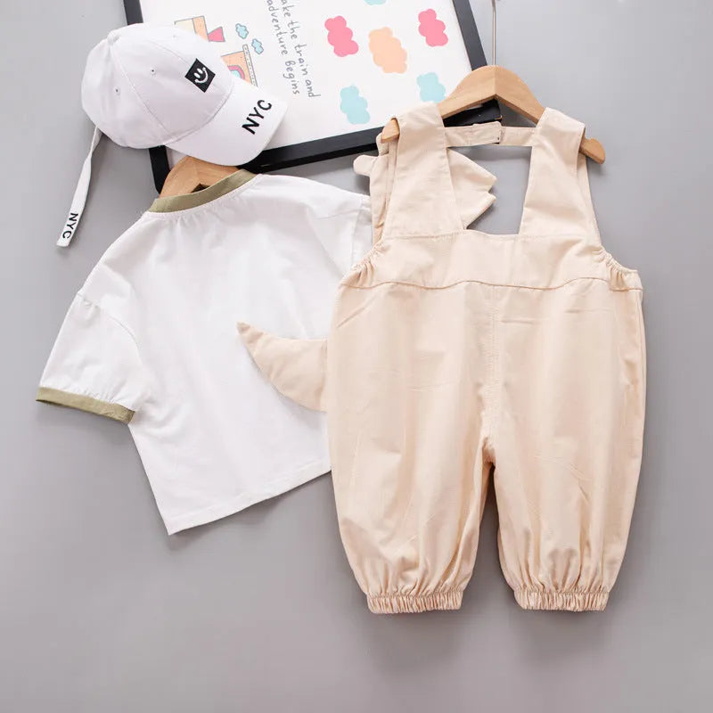 T-shirt Suspender Shorts Two-piece Set - Enfance-Heureuse