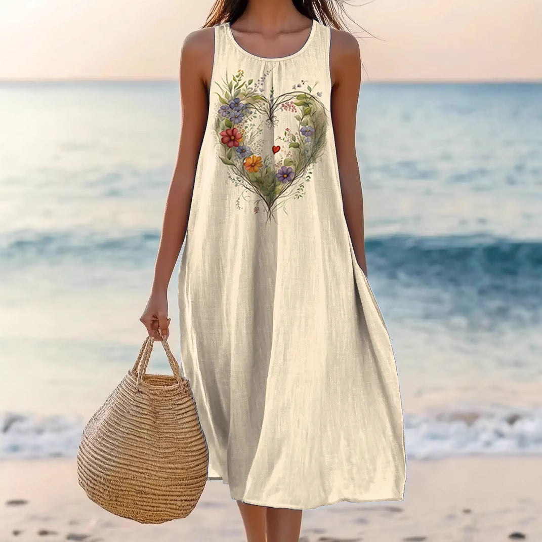 Polyester Short-sleeve One-piece Dress For Women - Enfance-Heureuse