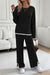 Devine Contrast Trim Round Neck Top and Pants Set - Enfance-Heureuse