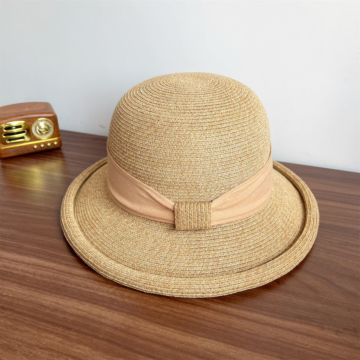 French Straw Sun Protection Bow Curling Temperament Straw Hat